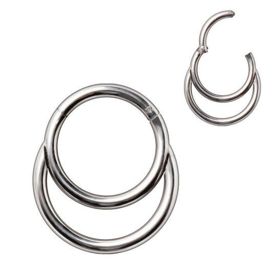 Stainless Steel Double Ring Seamless Clicker Ring Septum Ring Impulse Piercings