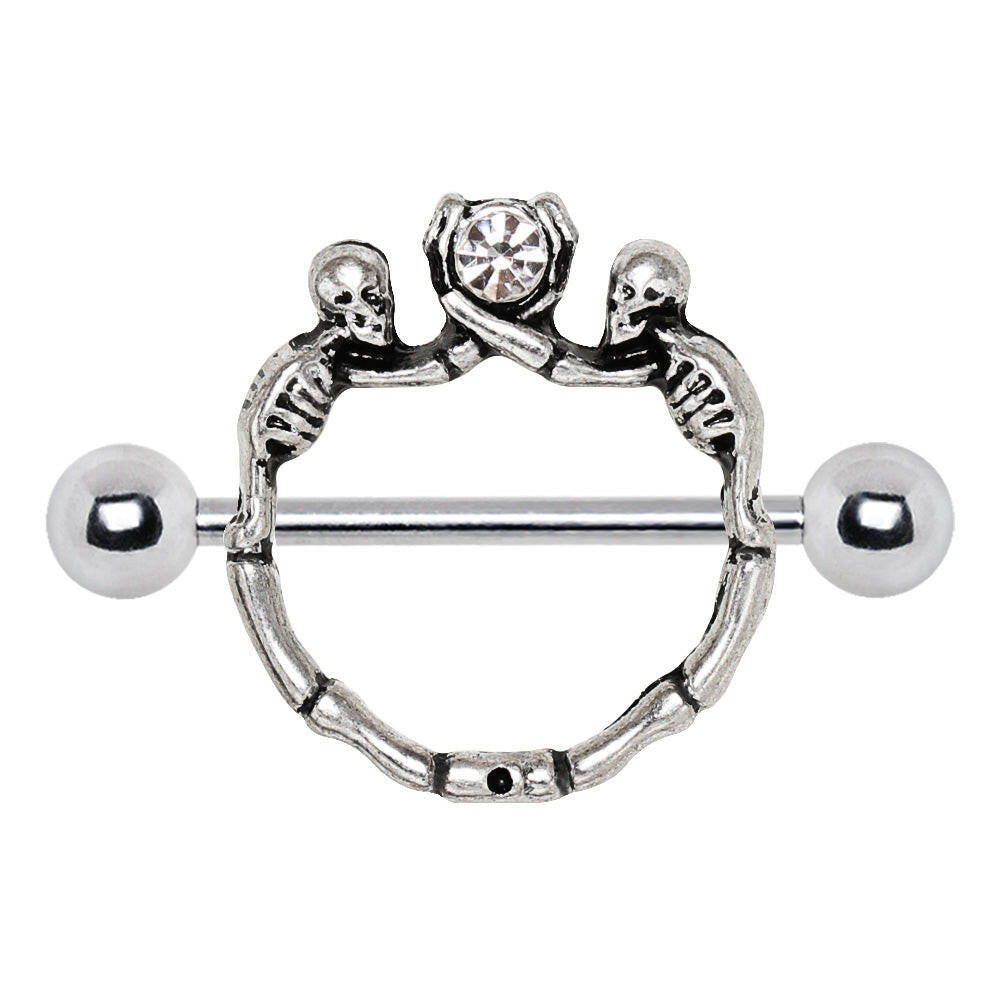 Stainless Steel Double Skeleton Nipple Shield Nipple Ring Impulse Piercings