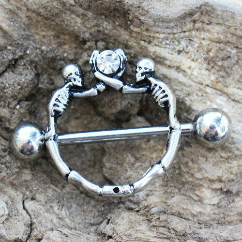 Stainless Steel Double Skeleton Nipple Shield Nipple Ring Impulse Piercings