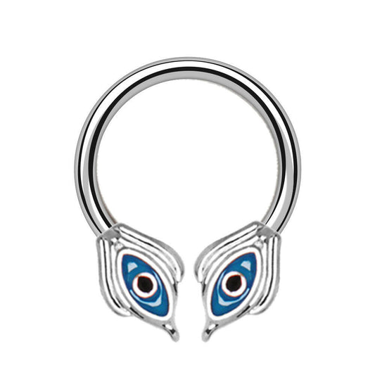 Stainless Steel Egyptian Blue Eye Horseshoe Septum Ring Impulse Piercings