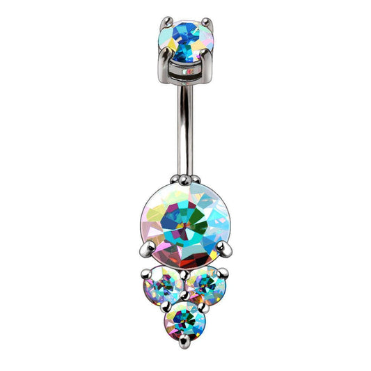 Stainless Steel Enchanted Aurora Borealis Navel Ring Navel Ring Impulse Piercings