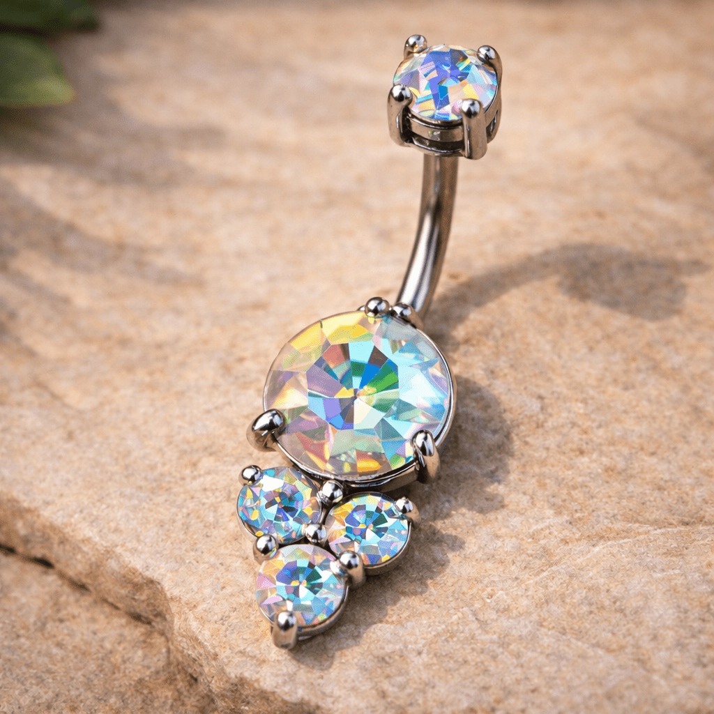 Stainless Steel Enchanted Aurora Borealis Navel Ring Navel Ring Impulse Piercings