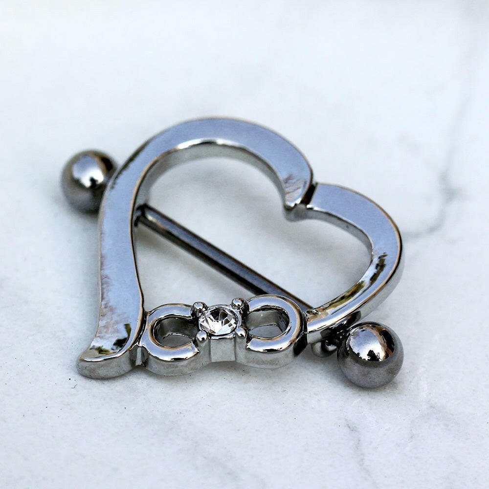 Stainless Steel Eternity Love Heart Nipple Shield