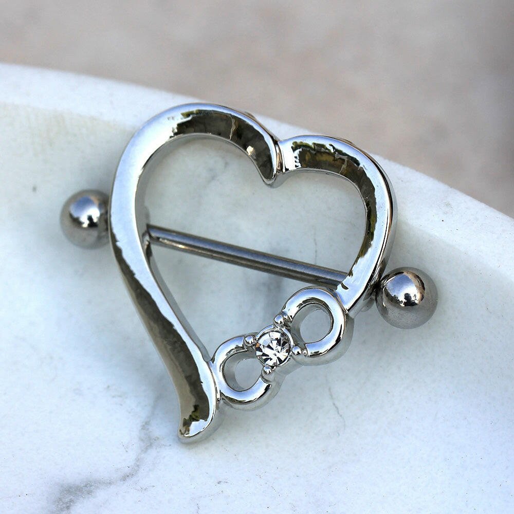 Stainless Steel Eternity Love Heart Nipple Shield Nipple Ring Impulse Piercings