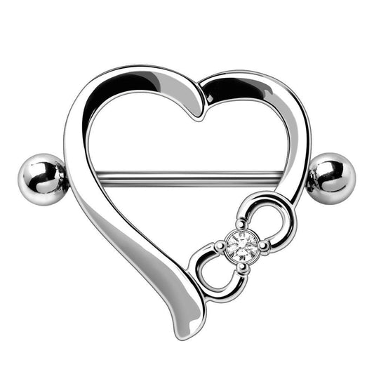 Stainless Steel Eternity Love Heart Nipple Shield