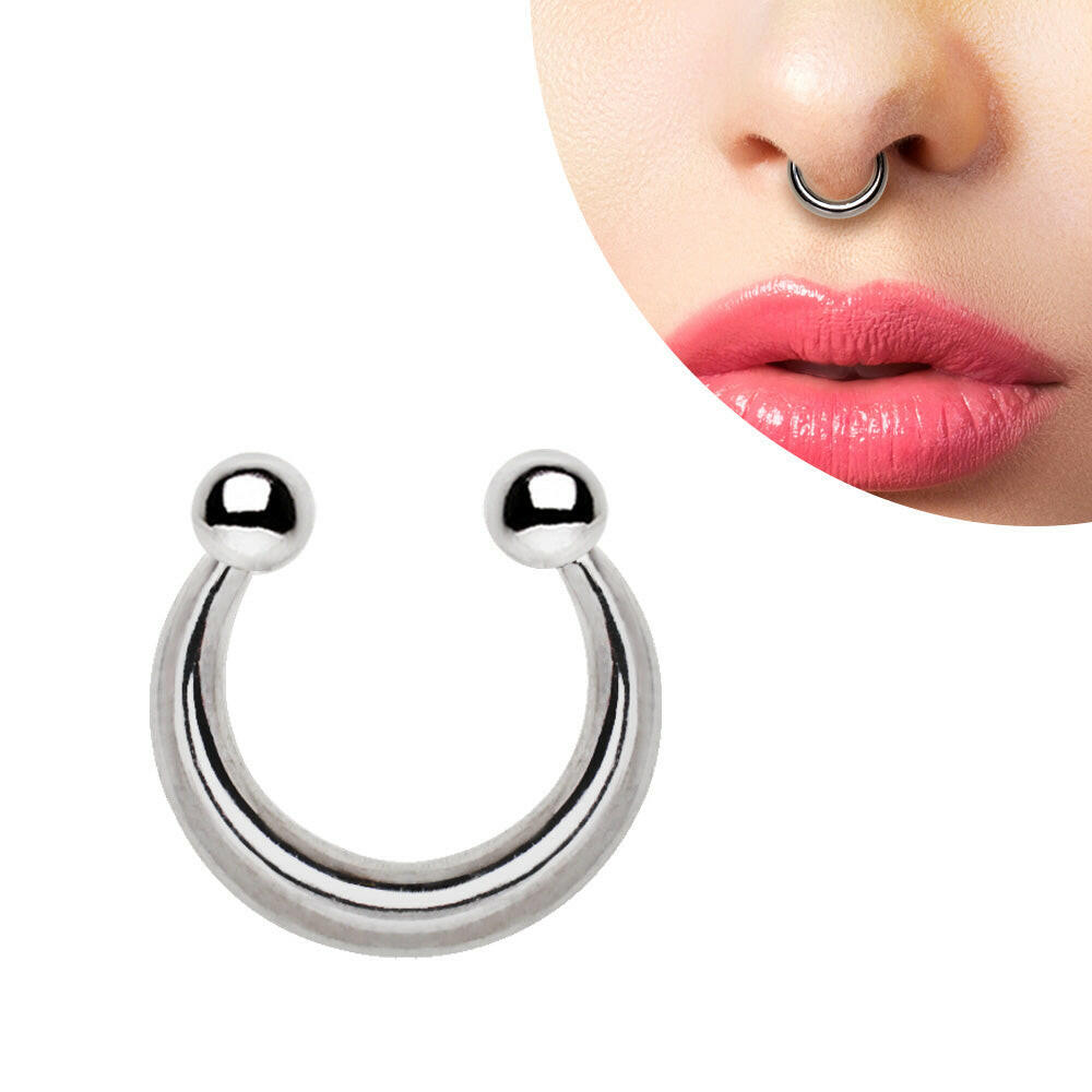 Stainless Steel Fake Septum Clicker with Removable Balls Fake Septum Ring Impulse Piercings