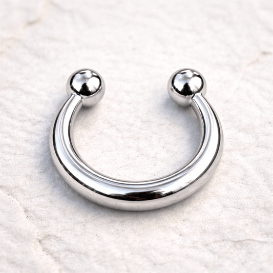 Stainless Steel Fake Septum Clicker with Removable Balls - Skin Metals