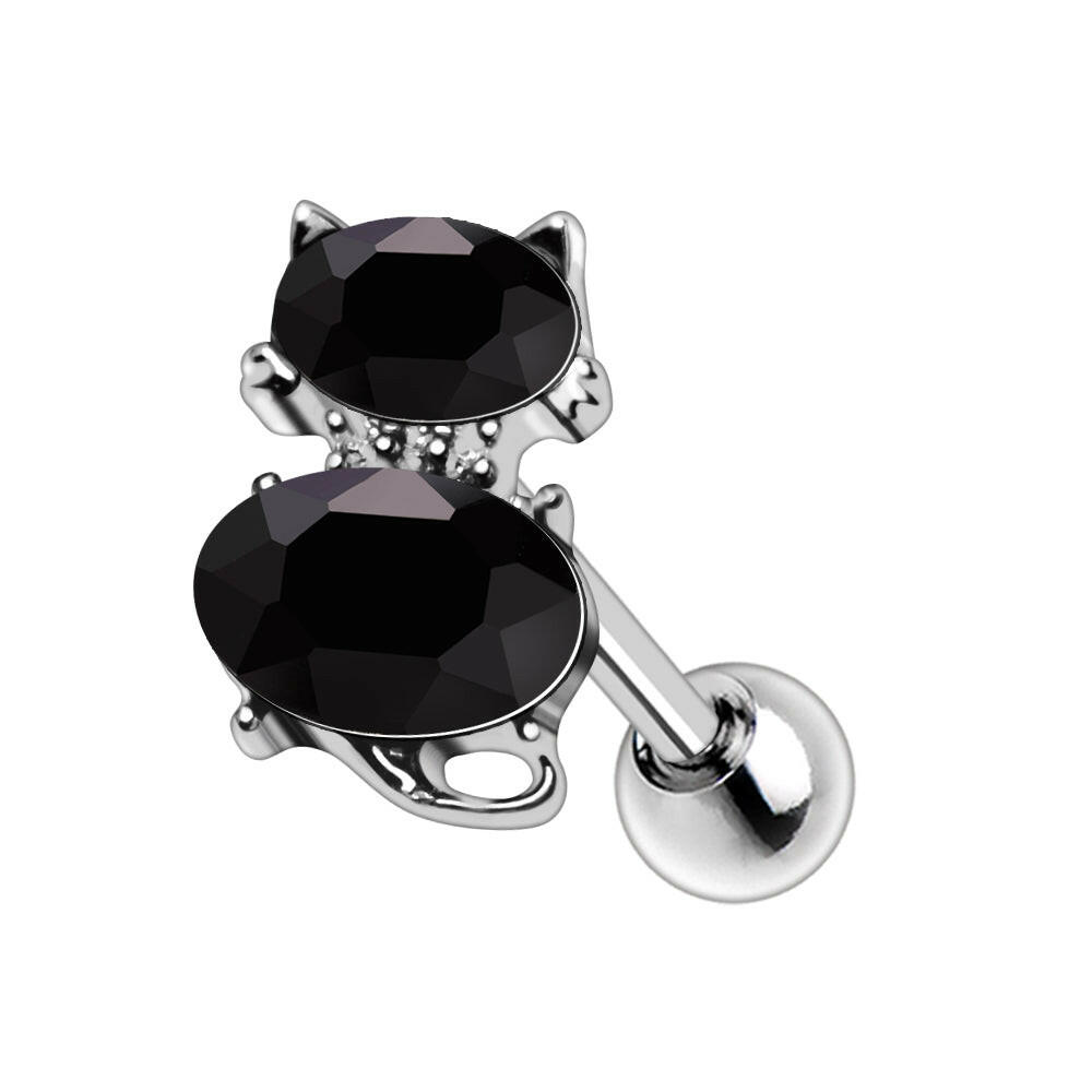 Stainless Steel Fancy Black Cat Cartilage Earring Cartilage Earring Impulse Piercings