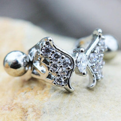 Stainless Steel Fancy Jeweled Butterfly Cartilage Cuff Earring Cuff Earring Impulse Piercings