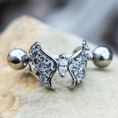 Stainless Steel Fancy Jeweled Butterfly Cartilage Cuff Earring Cuff Earring Impulse Piercings