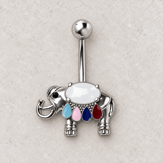 Stainless Steel Festive Elephant Navel Ring - Skin Metals