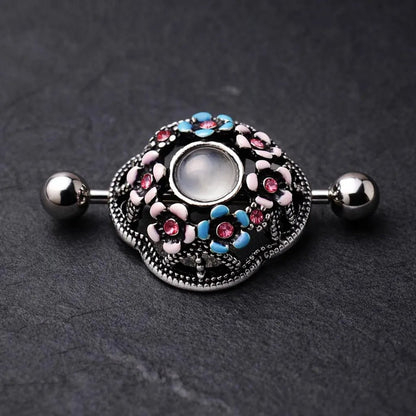 Stainless Steel Flower Field Dome Shape Nipple Shield - Skin Metals