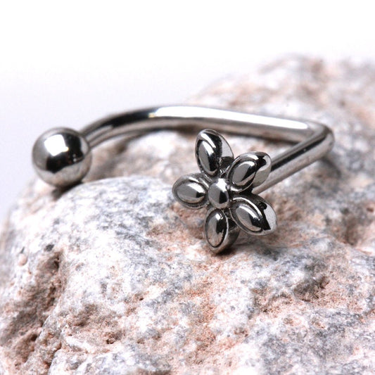 Stainless Steel Flower Loop Eyebrow Ring Skin Metals