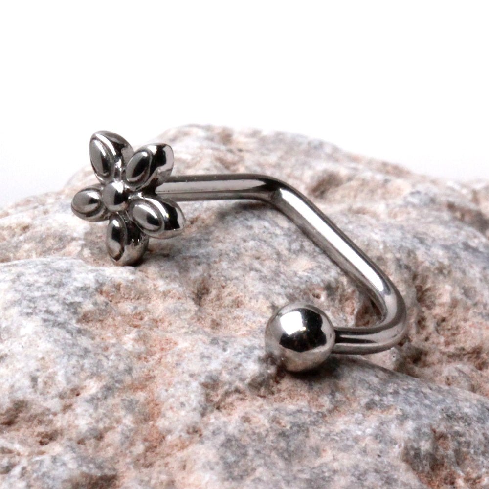 Stainless Steel Flower Loop Eyebrow Ring Skin Metals