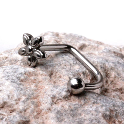 Stainless Steel Flower Loop Eyebrow Ring Skin Metals