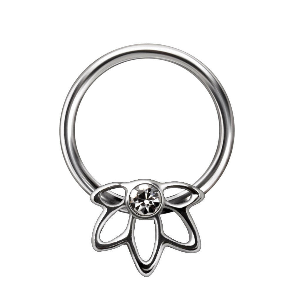 Stainless Steel Flower Snap-in Captive Bead Ring Septum Ring Impulse Piercings