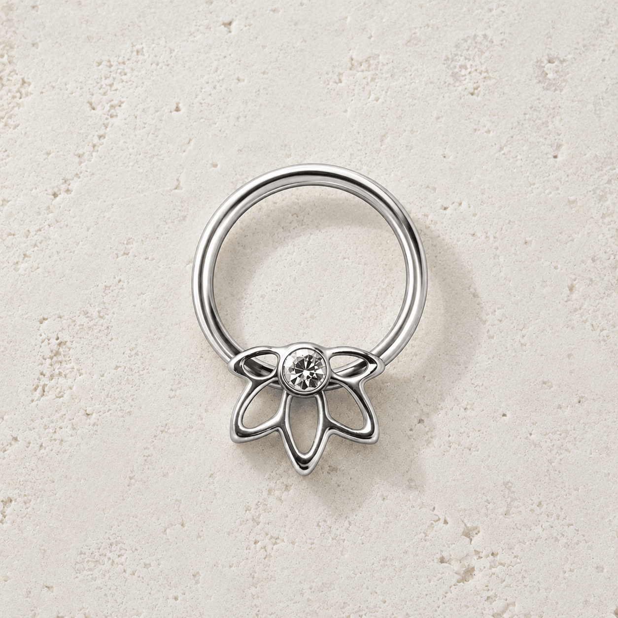 Stainless Steel Flower Snap-in Captive Bead Ring