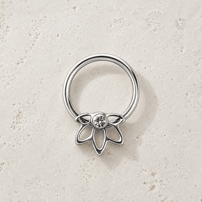 Stainless Steel Flower Snap-in Captive Bead Ring