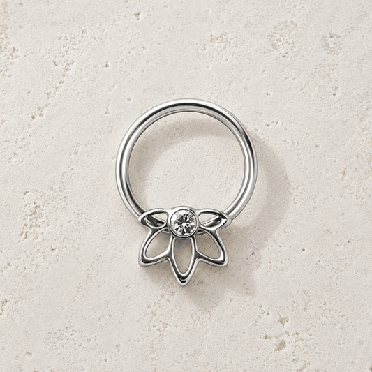 Stainless Steel Flower Snap-in Captive Bead Ring