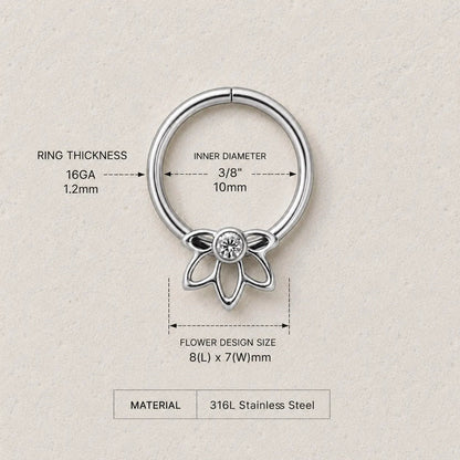 Stainless Steel Flower Snap-in Captive Bead Ring