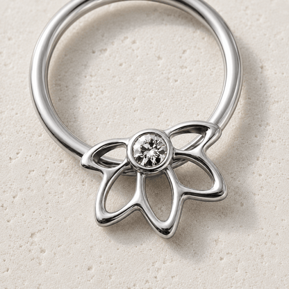Stainless Steel Flower Snap-in Captive Bead Ring