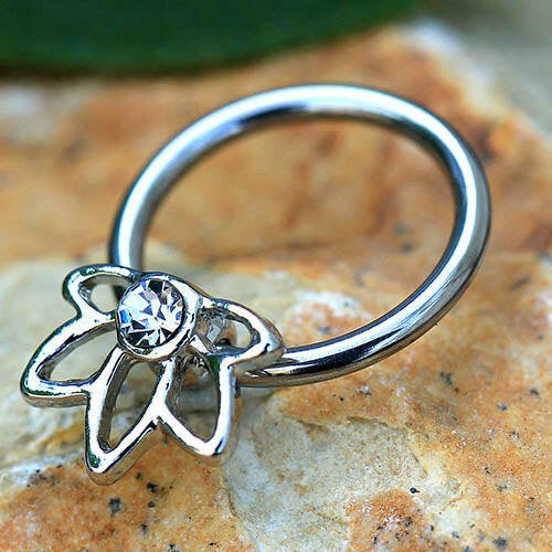 Stainless Steel Flower Snap-in Captive Bead Ring Septum Ring Impulse Piercings