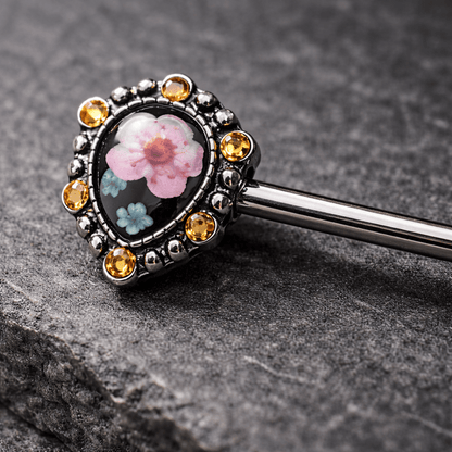 Stainless Steel Flower Teardrop Pendant Nipple Bar Nipple Ring Skin Metals
