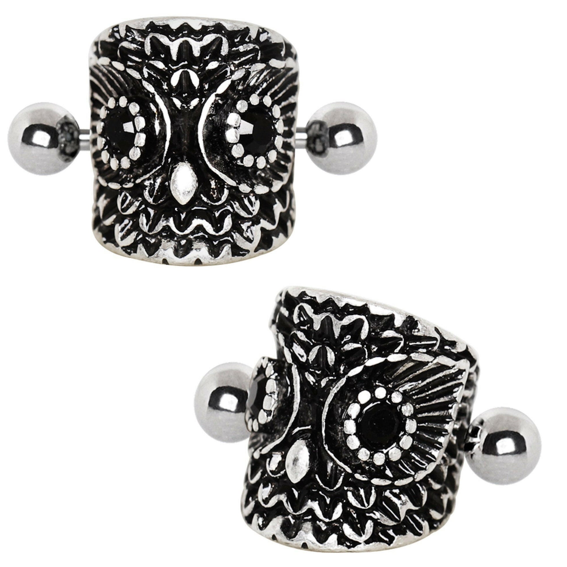 Stainless Steel Forest Owl Cartilage Cuff Earring Cuff Earring Impulse Piercings 16 gaugeLength: 1/2"