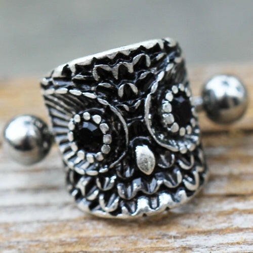 Stainless Steel Forest Owl Cartilage Cuff Earring Cuff Earring Impulse Piercings