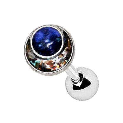 Stainless Steel Galaxy Abalone Inlay Cartilage Earring Cartilage Earring Impulse Piercings 16 gaugeLength: 1/4"