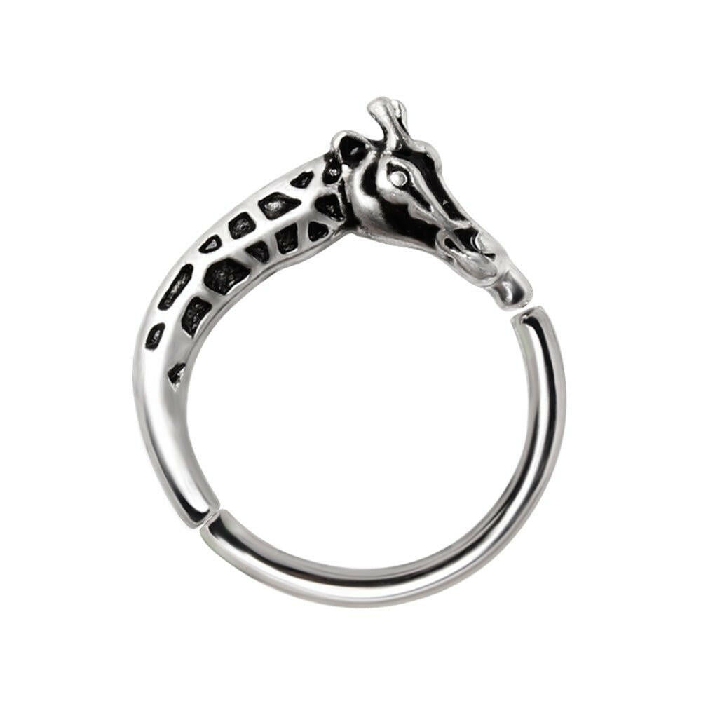 Stainless Steel Giraffe Silver Plated Seamless Ring / Cartilage Earring Captive Bead 