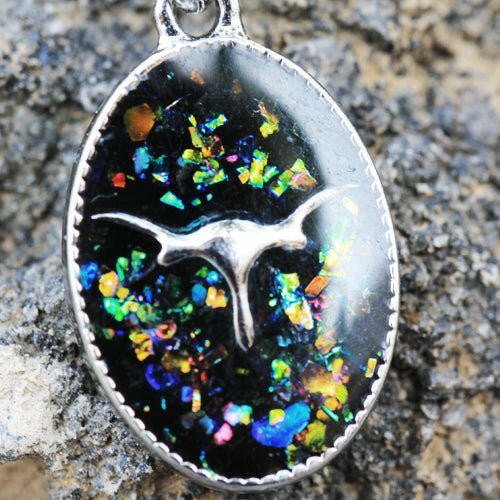 Stainless Steel Glitter Epoxy Longhorn Pendant Dangle Navel Ring
