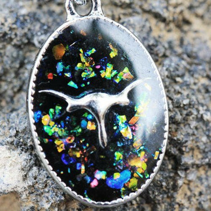 Stainless Steel Glitter Epoxy Longhorn Pendant Dangle Navel Ring