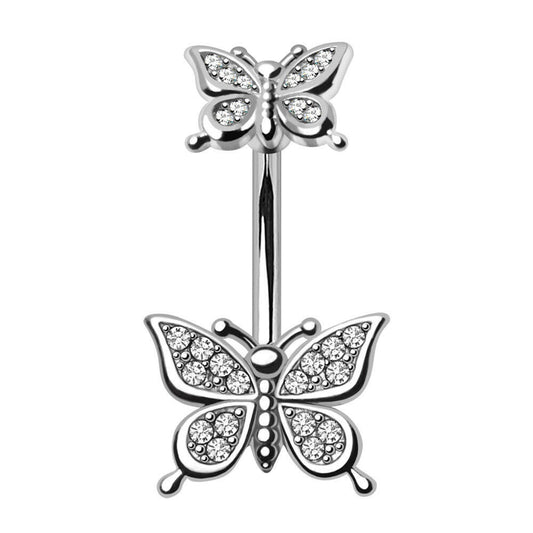 Stainless Steel Glittering Butterfly Navel Ring Navel Ring Impulse Piercings