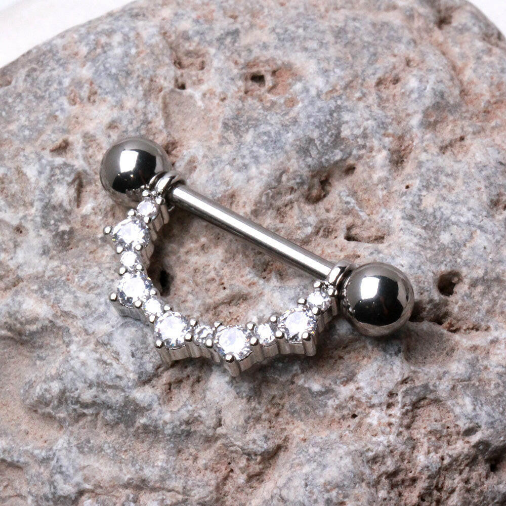 Stainless Steel Glittering Ornamental Nipple Shield Nipple Ring Impulse Piercings