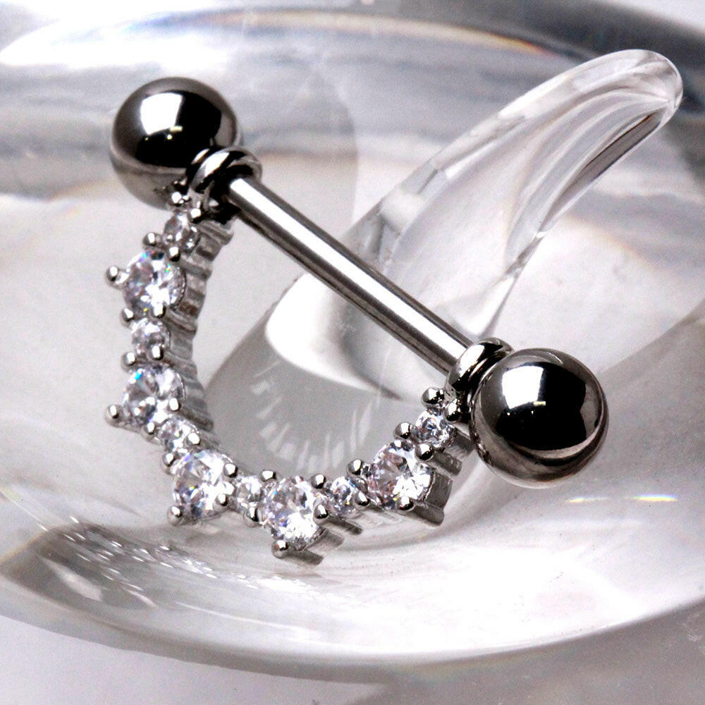 Stainless Steel Glittering Ornamental Nipple Shield Nipple Ring Impulse Piercings