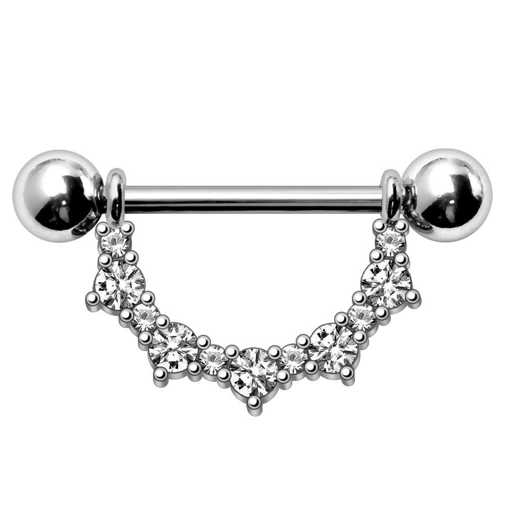 Stainless Steel Glittering Ornamental Nipple Shield Nipple Ring Impulse Piercings