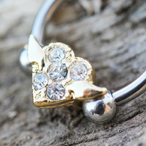 Stainless Steel Gold Plated Heart Snap-In Captive Bead Ring / Septum Ring Septum Ring Impulse Piercings