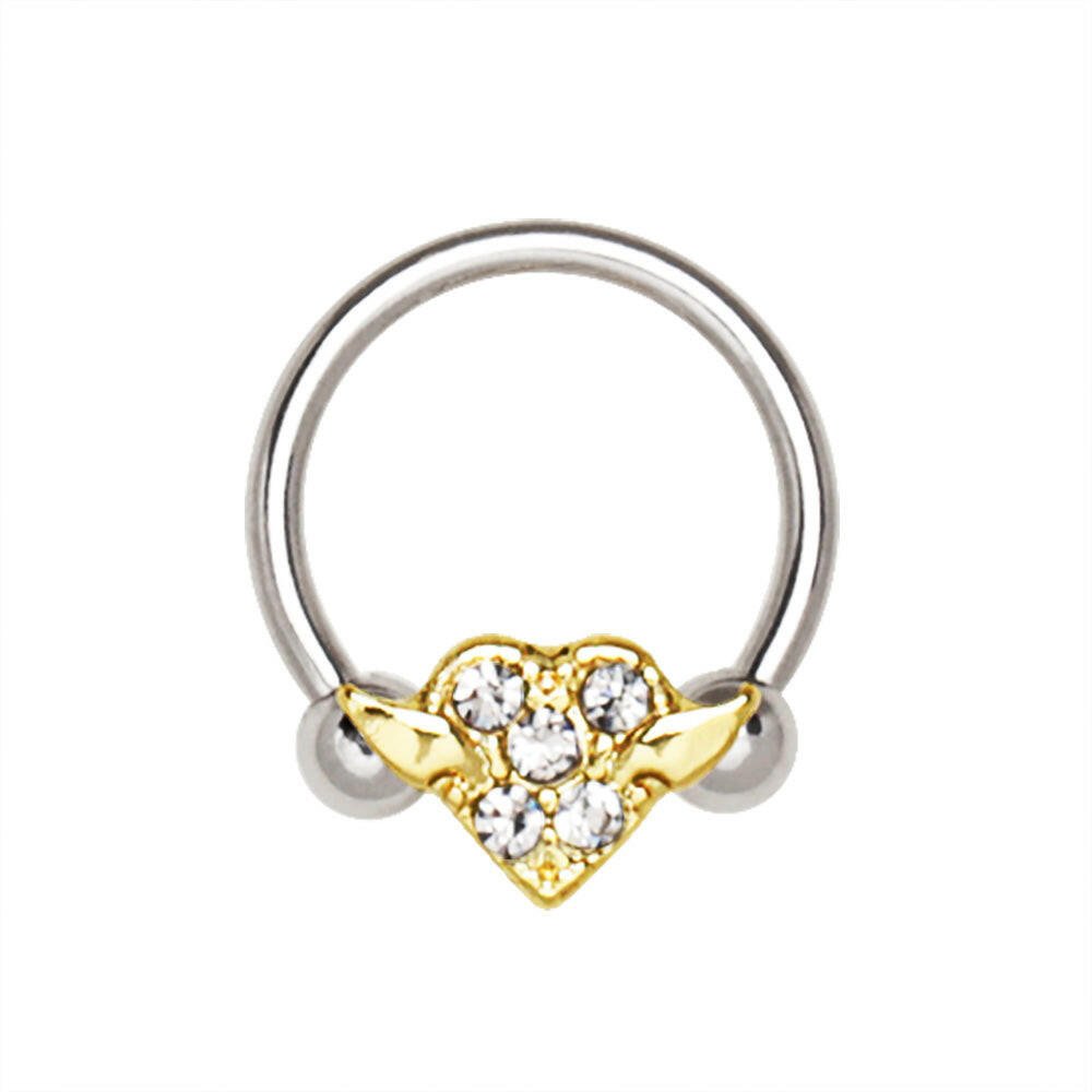 Stainless Steel Gold Plated Heart Snap-In Captive Bead Ring / Septum Ring Septum Ring Impulse Piercings