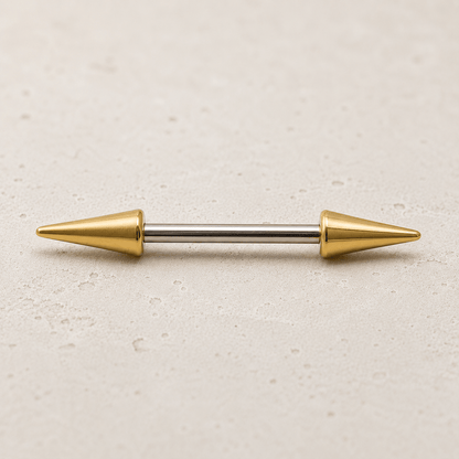 Stainless Steel Gold Plated Spike Nipple Bar