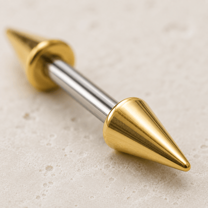 Stainless Steel Gold Plated Spike Nipple Bar