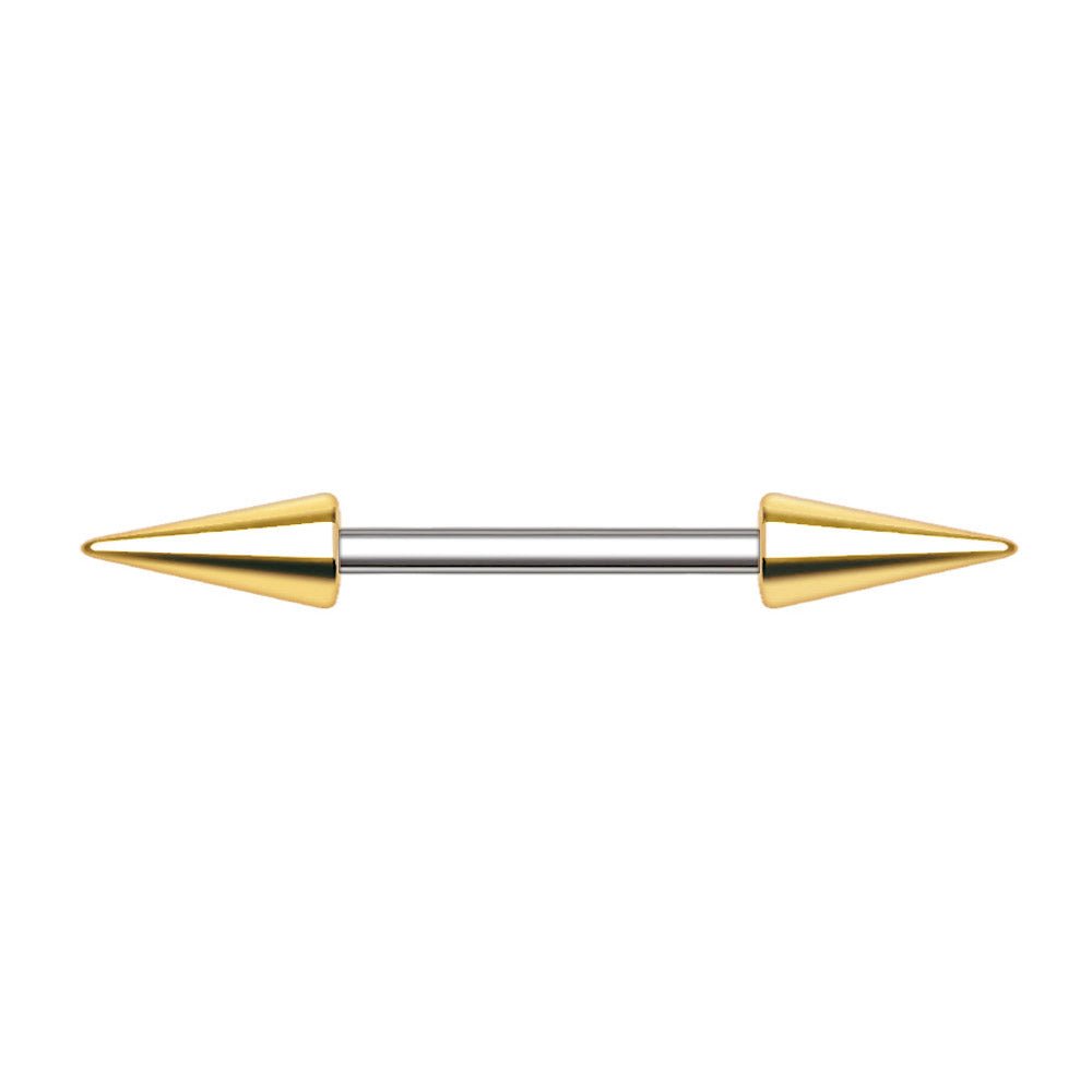 Stainless Steel Gold Plated Spike Nipple Bar