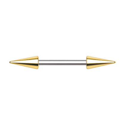 Stainless Steel Gold Plated Spike Nipple Bar