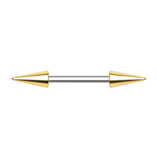 Stainless Steel Gold Plated Spike Nipple Bar