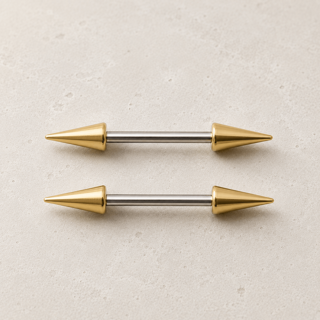 Stainless Steel Gold Plated Spike Nipple Bar