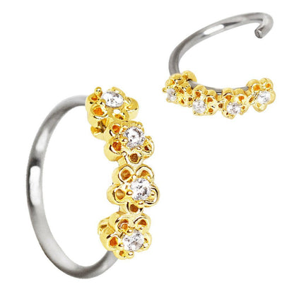 Stainless Steel Golden Flowers Seamless Circular Ring / Cartilage Earring Cartilage Earring