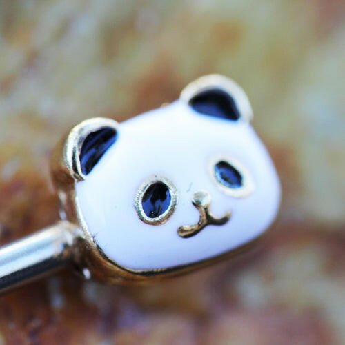 Stainless Steel Golden Panda Nipple Bar Nipple Ring Impulse Piercings