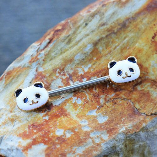 Stainless Steel Golden Panda Nipple Bar Nipple Ring Impulse Piercings