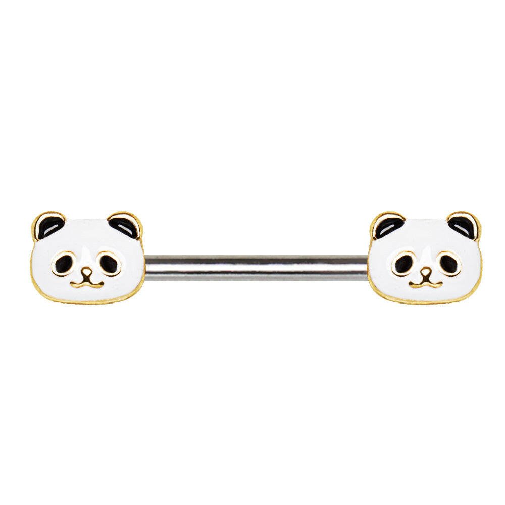 Stainless Steel Golden Panda Nipple Bar Nipple Ring Impulse Piercings