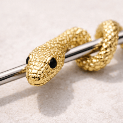 Stainless Steel Golden Tree Snake Industrial Barbell Industrial Barbell Impulse Piercings